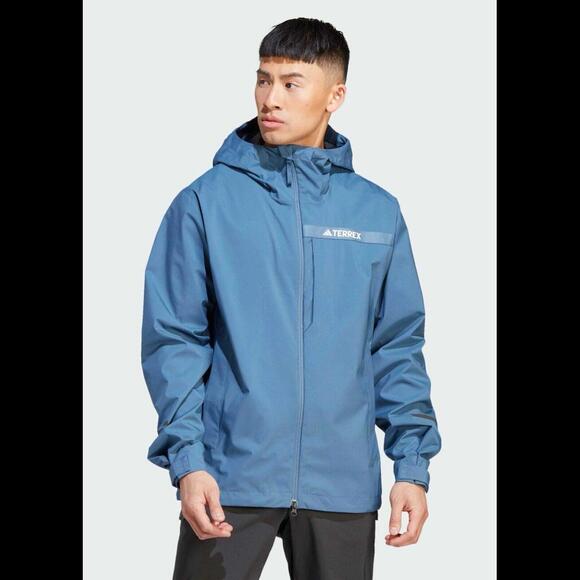 NEW! ADIDAS TERREX Utilitas RAIN.RDY Jacket Wonder steel LG - Picture 1 of 10